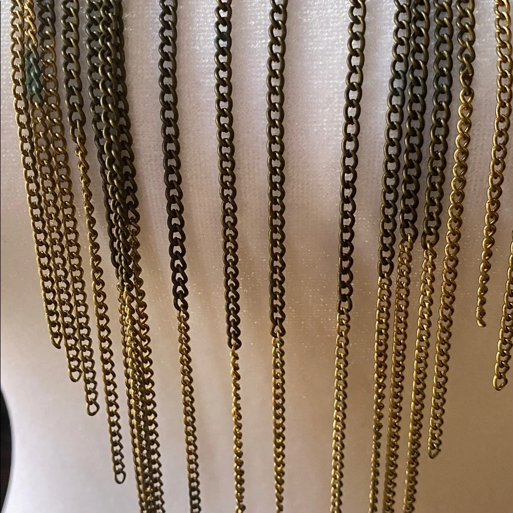Elegant Vintage Gold and Black tone Fringe Bib Necklace - Picture 2 of 4